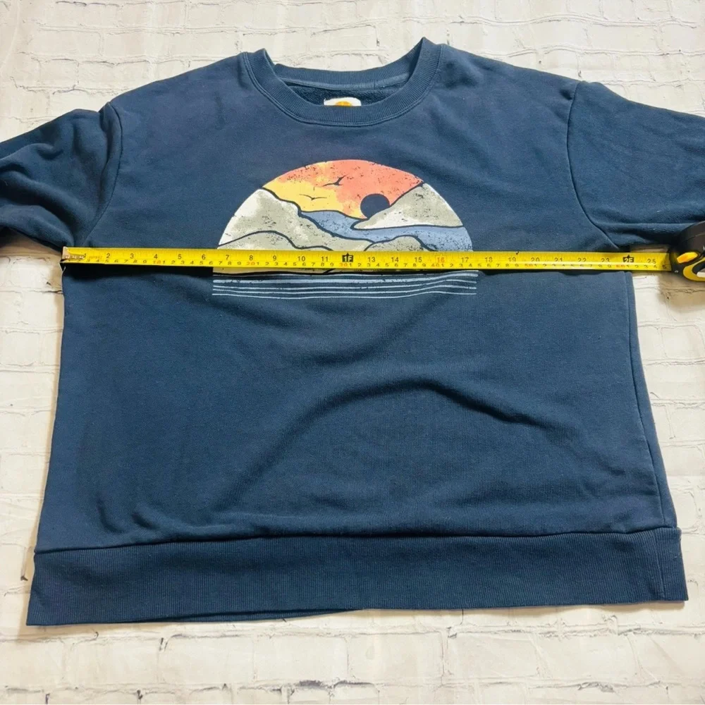 C & C California Women's 1X Sweatshirt Blue Sunset Graphic Top Long Sleeve - Picture 6 of 9